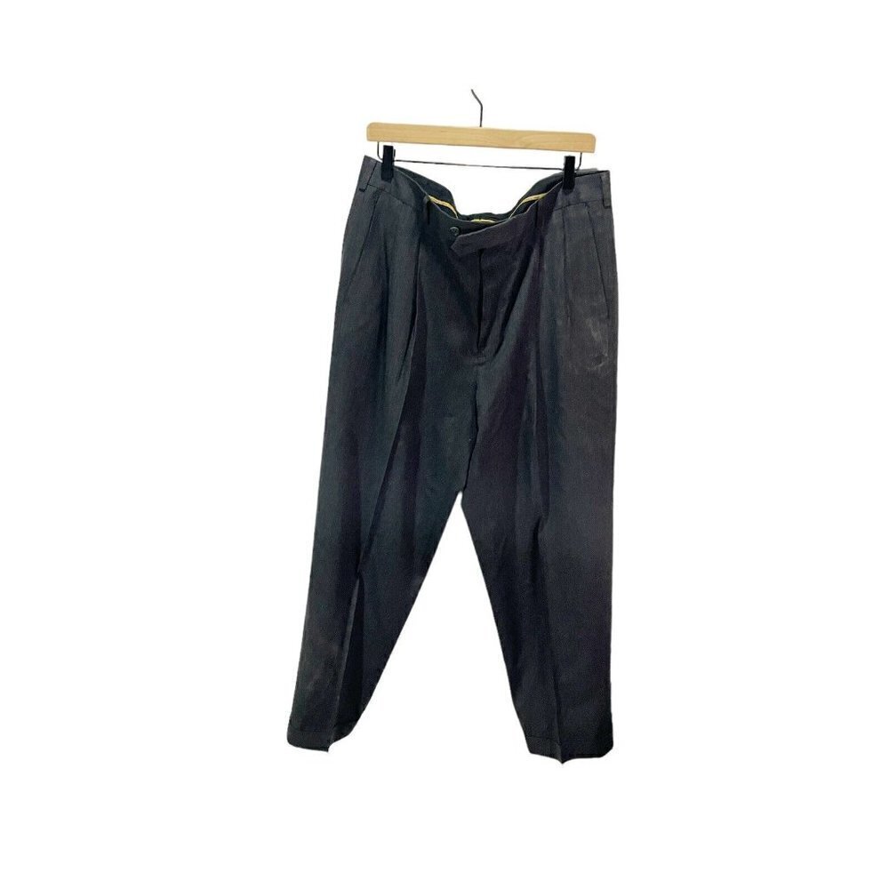 Roundtree & Yorke Dress Pants Mens 36x30 Gray 100% Wool Pleated Classic Business